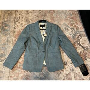 Banana Republic NWT Teal Blue Herringbone Wool-Blend Blazer, Sz 8